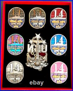 Amazing 8pc Set LE 3 Navy USN Chiefs Mess CPO Challenge Coin USS Chief (MCM-14)