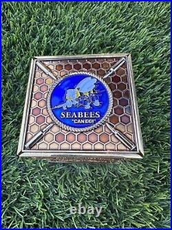 Amazing Navy USN Chiefs Mess CPO Challenge Coin Seabee Hatbox