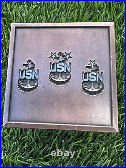 Amazing Navy USN Chiefs Mess CPO Challenge Coin Socal California Chief Hatbox