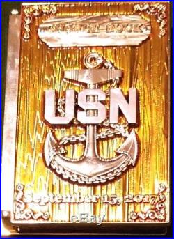Amazing Rare 3 Navy USN CPO Chiefs Challenge Coin SPAWAR 2017 Charge Book