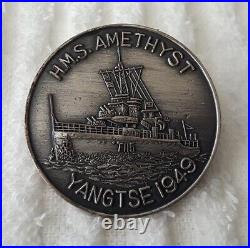 Authentic British Royal Navy H. M. S. Amethyst Yangtse 1949 Rare Challenge Coin