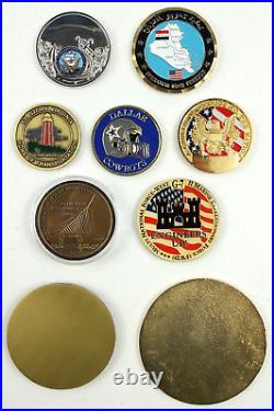 Authentic Military Challenge Coin Lot Of 9 Navy, USMC, Iraq & Large Medallions