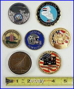 Authentic Military Challenge Coin Lot Of 9 Navy, USMC, Iraq & Large Medallions