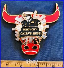 Awesome 3.5 Navy USN CPOA Chiefs Mess Challenge Coin NTAG Great Lakes Chicago