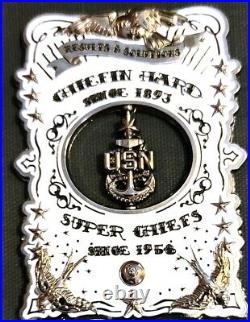 Awesome 3.5 Navy USN Chiefs Pride CPO Challenge Coin Ocho Salty White