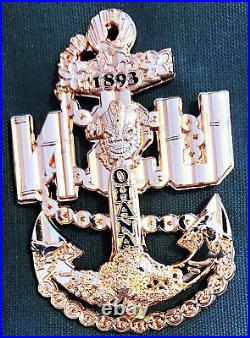 Awesome 3.5 Navy USN Chiefs Pride CPO Challenge Coin Ohana Anchor Rose Gold