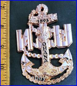 Awesome 3.5 Navy USN Chiefs Pride CPO Challenge Coin Ohana Anchor Rose Gold