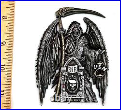 Awesome 3.5 USN Navy Chiefs Mess CPO Challenge Coin HSMWINGPAC Grim Reaper 128