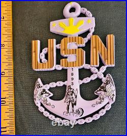 Awesome 3.5 USN Navy Chiefs Pride CPO Anchor Challenge Coin