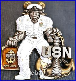 Awesome 3.5 USN Navy Chiefs Pride CPO Challenge Coin Backbone Whites
