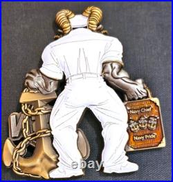 Awesome 3.5 USN Navy Chiefs Pride CPO Challenge Coin Backbone Whites