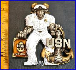 Awesome 3.5 USN Navy Chiefs Pride CPO Challenge Coin Backbone Whites