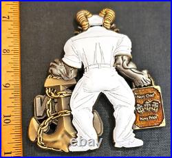 Awesome 3.5 USN Navy Chiefs Pride CPO Challenge Coin Backbone Whites