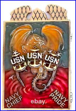 Awesome 4 USN Navy Chiefs Pride CPO Challenge Coin Anchor Holder