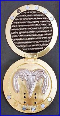 Awesome 4 USN Navy Chiefs Pride CPO Challenge Coin Anchor Holder Khaki Cover