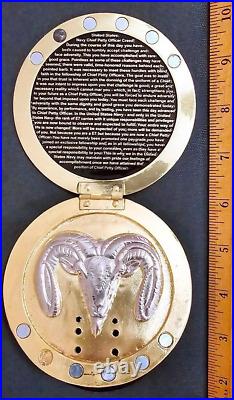 Awesome 4 USN Navy Chiefs Pride CPO Challenge Coin Anchor Holder Khaki Cover