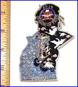 Awesome 4 USN Navy Chiefs Pride CPO Challenge Coin FY-19 Atsugi Japan Geisha