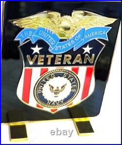 Awesome 4 USN Navy Veteran Appreciation Standing Challenge Coin Rates & Ranks