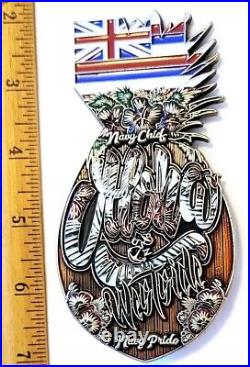 Awesome 5 Navy USN Chief CPO Pride Challenge Coin Aloha Black Pineapple