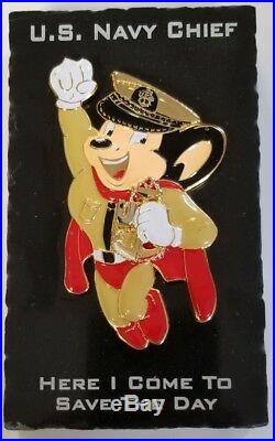 BLACK MARBLE 3X5 PLAQUE US Navy Chief Mighty Mouse Here I Come to Save The Day