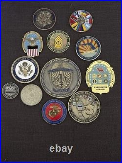 Beautiful 12 Coin Lot! USMC, USA, USN, USAF & Police. Do Not Miss This Lot