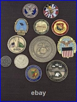 Beautiful 12 Coin Lot! USMC, USA, USN, USAF & Police. Do Not Miss This Lot