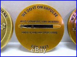 Challege Coin USN Navy WE DO IT ON IMPULSE Set of 4 Submarine Silent Service USA