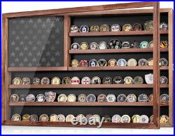 Challenge Coin Display Case, Lockable Military Coin Holder Cabinet with Removabl