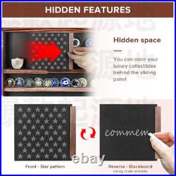 Challenge Coin Display Case, Lockable Military Coin Holder Cabinet with Removabl