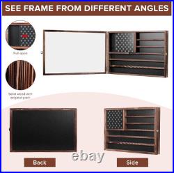 Challenge Coin Display Case, Lockable Military Coin Holder Cabinet with Removabl
