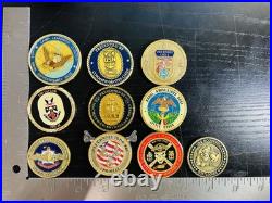 Challenge Coin Lot Set Of 10 Different Military, Navy, Army, Usaf