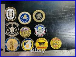 Challenge Coin Lot Set Of 10 Different Military, Navy, Army, Usaf