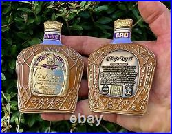 Crown Royal Liquor Bottle Navy Chief CPO Mess Challenge Coin & Bag FBI CIA Seals