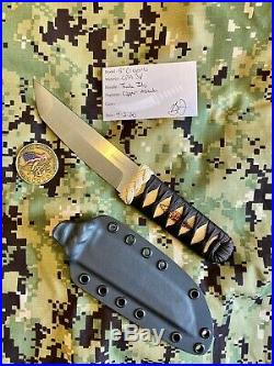 Custom Knife Tanto Cpm 3v Tendick / Jsoc U. S. Navy Seal Team 6 Challenge Coin
