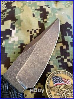 Custom Made Bowie Knife Cpm 3v Tendick / U. S. Navy Seal Team 6 Challenge Coin