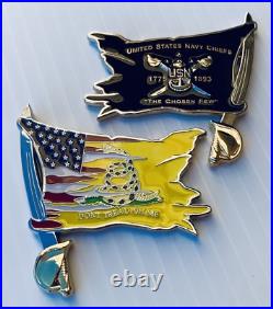 Don't Tread On Me American Flag USA Sword Navy CPO Mess Challenge Coin NYPD USN