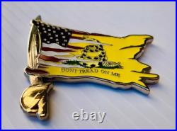 Don't Tread On Me American Flag USA Sword Navy CPO Mess Challenge Coin NYPD USN