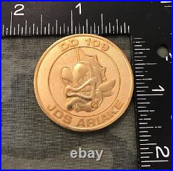 Early Japanese Navy Destroyer JMSDF JS ARIAKE DD-109 Challenge Coin as a JDS