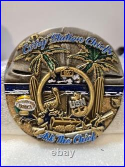 Huge 3.5 Round Usn Navy Chiefs Cpo Challenge Coin Carry Station Chiefs
