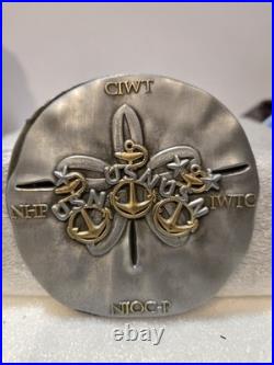 Huge 3.5 Round Usn Navy Chiefs Cpo Challenge Coin Carry Station Chiefs