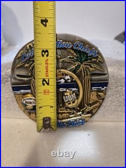 Huge 3.5 Round Usn Navy Chiefs Cpo Challenge Coin Carry Station Chiefs