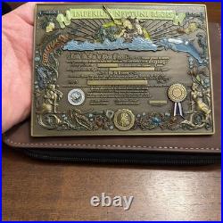 Huge Shellback certificate Challenge Coin Navy CPO Chief