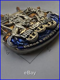 Huge and Heavy Navy Chief CPO Challenge Coin NEPMU 7 RARE non nypd msg USNHR