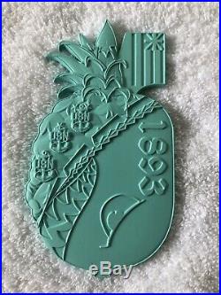 Large & Unique Navy CPO Challenge Coin, Hawaiian Pineapple, TIFFANY BLUE