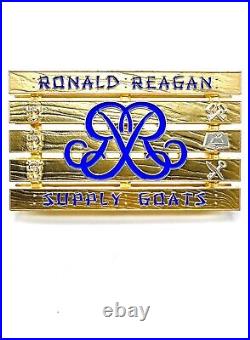 Limited Gold USS RONALD REAGAN Supply Goats Pallet. USN Navy CPO Challenge Coin