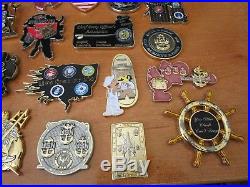 Lot of 29 Navy CPO Challenge Coins Navy Seals Constitution MA MP CIA Deadpool