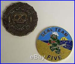 Lot of 2 Coins USN SEAL Navy SEAL Team 5 ST5 STV CPO NAVY Chiefs Jackals