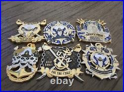 Lot of 6 USN Chief Petty Officers CPO Goat Locker Challenge Coins