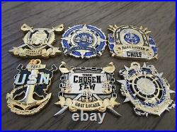 Lot of 6 USN Navy Chief Petty Officers CPO Goat Locker Challenge Coins