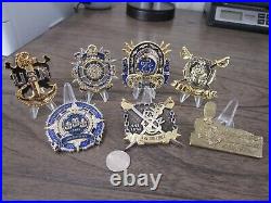 Lot of 7 USN Navy Chief Petty Officers CPO Goat Locker Challenge Coins